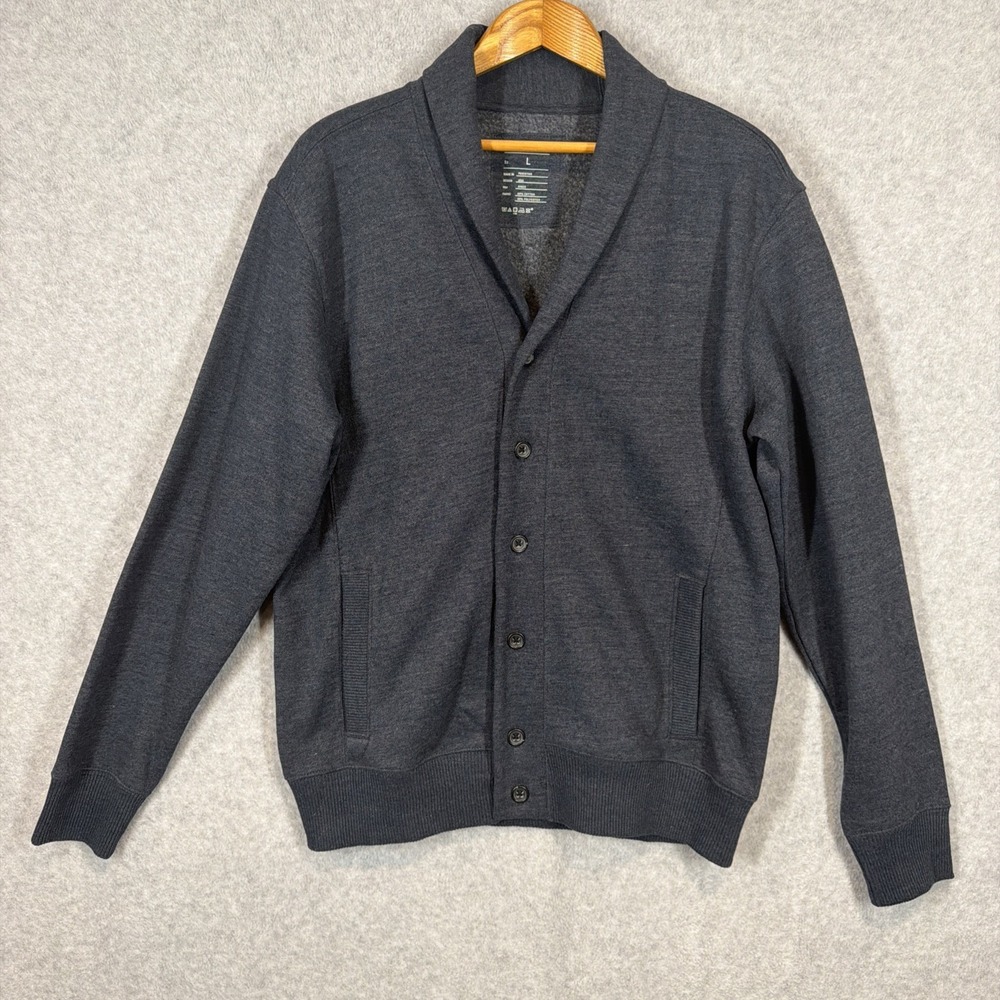 GAP Men's Large Navy Shawl Collar Cardigan Sweater Sweatshirt NEW